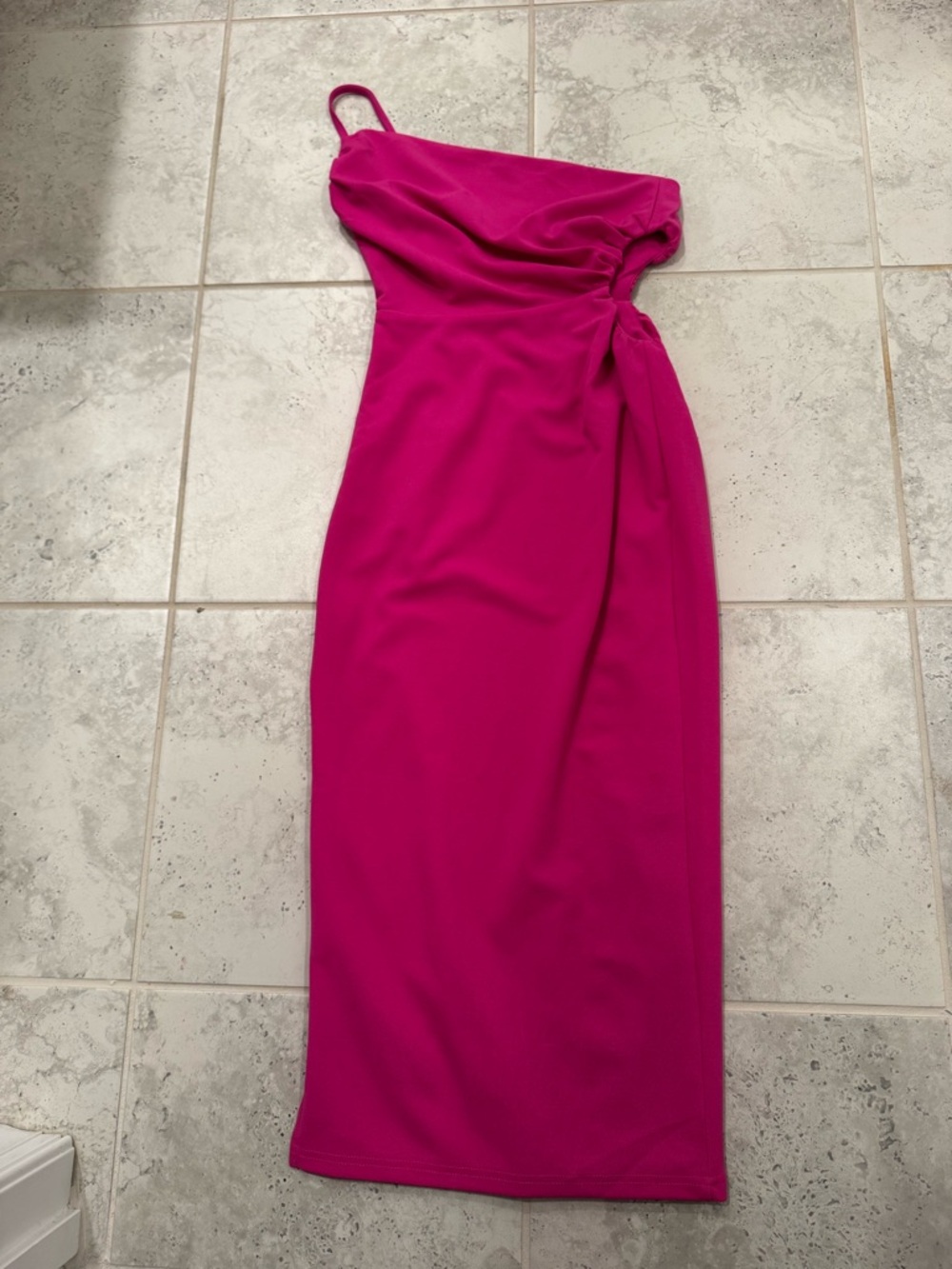 Olivaceous One-Shoulder Fuchsia Evening Dress